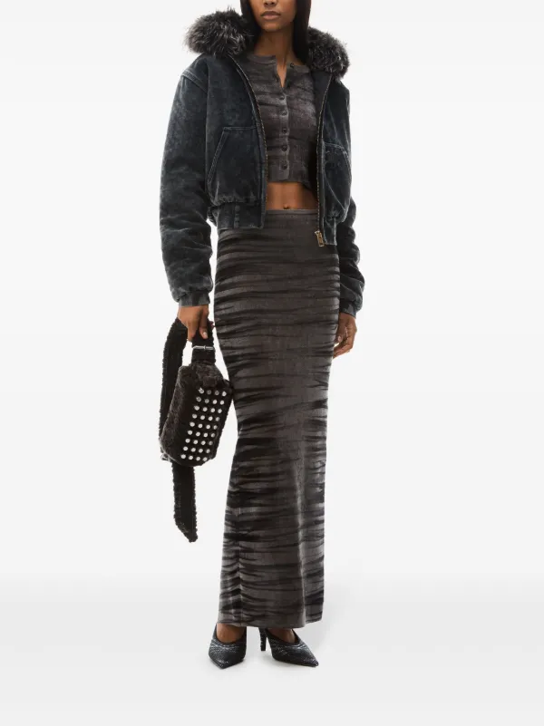 ALEXANDER WANG アレキサンダーワン マキシスカート アニマル Alexander Wang アニマルプリント マキシスカート | ブラック