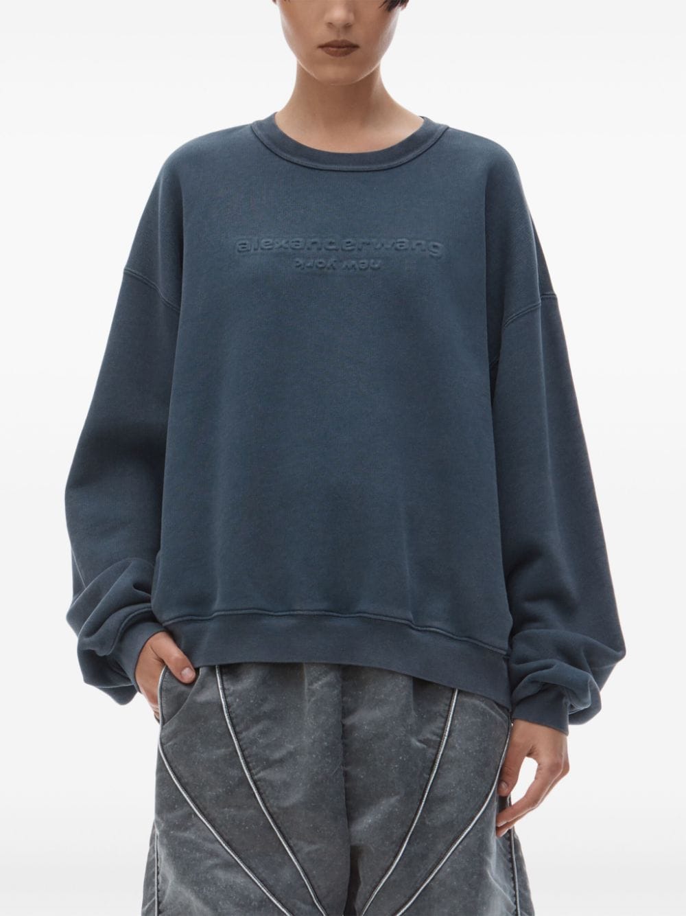 Shop Alexander Wang Logo-embossed Sweatshirt In Blue