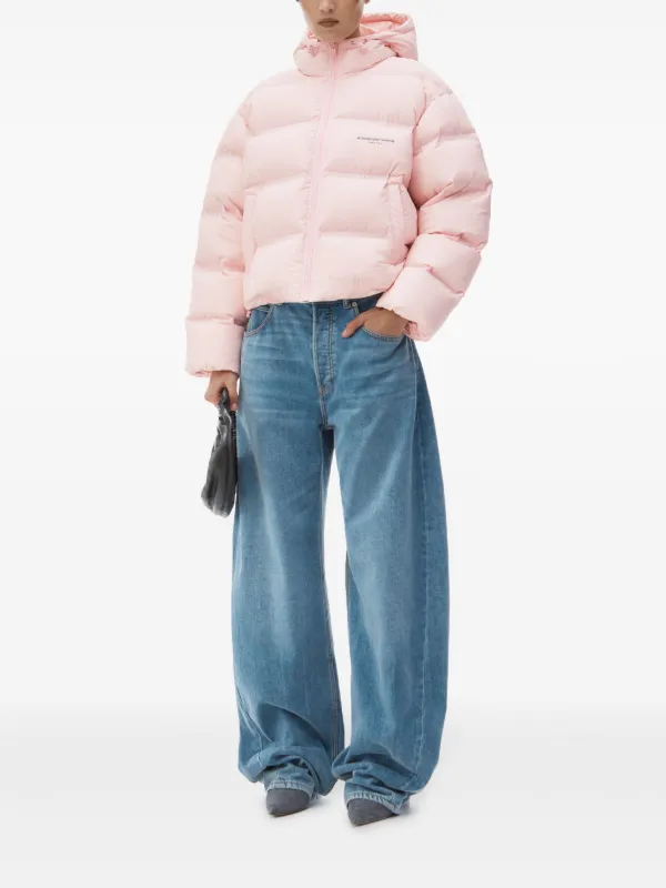 Cropped Puffer Alexander Wang Pink Denim Jacket Alexander Wang