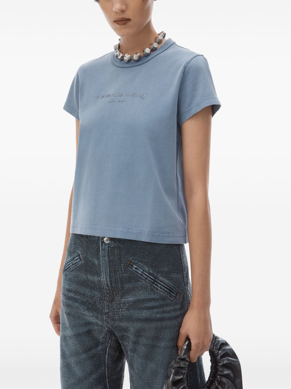 Alexander Wang logo-applique shrunken T-shirt Women