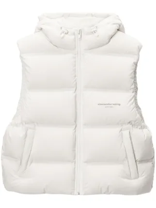 Alexander Wang Cropped Puffer Vest | White | FARFETCH JO