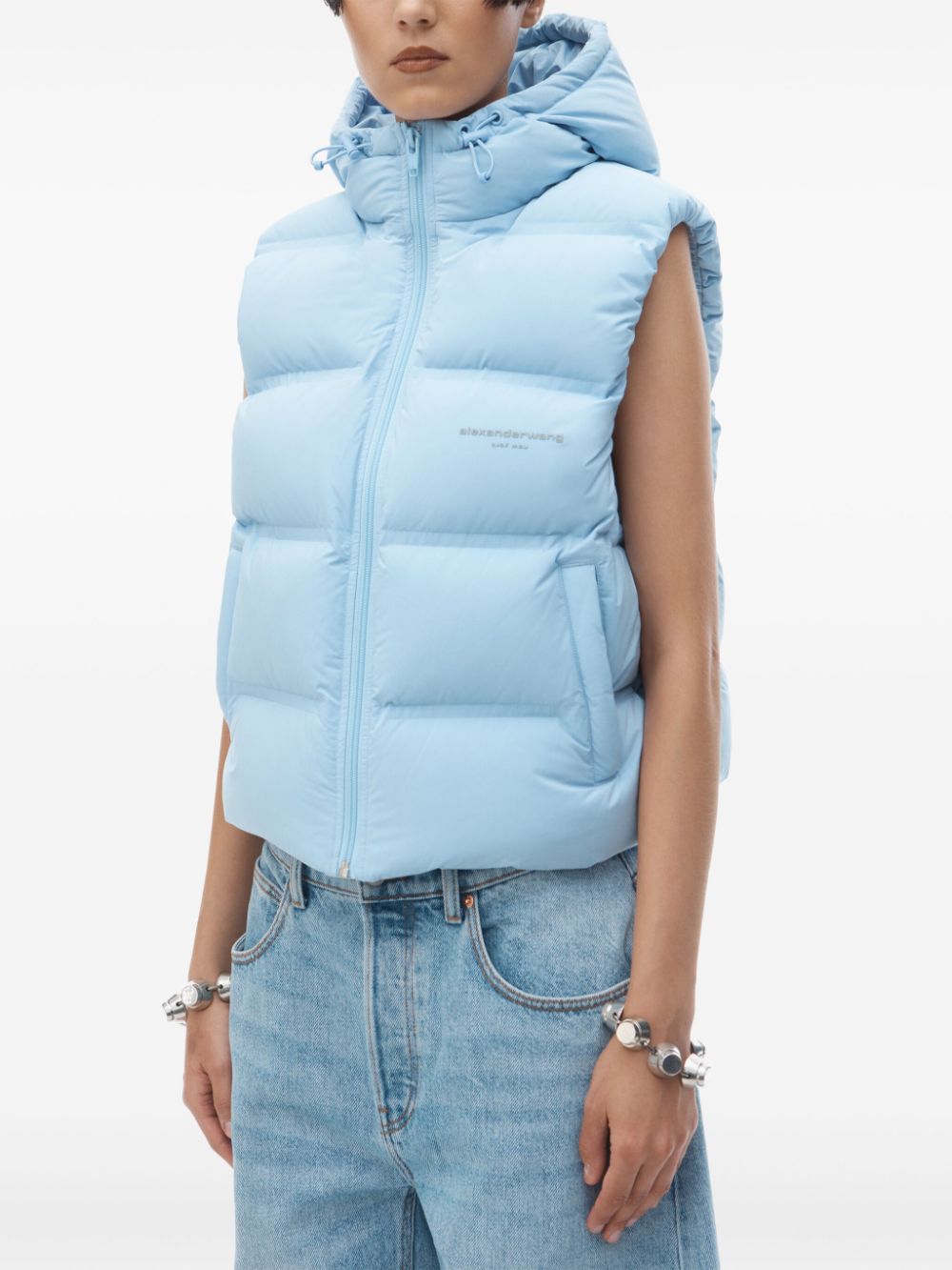 Shop Alexander Wang Logo-jacquard Padded Gilet In Blue