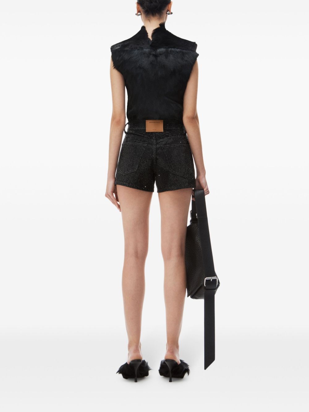 Shop Alexander Wang High-rise Denim Shorts In Schwarz