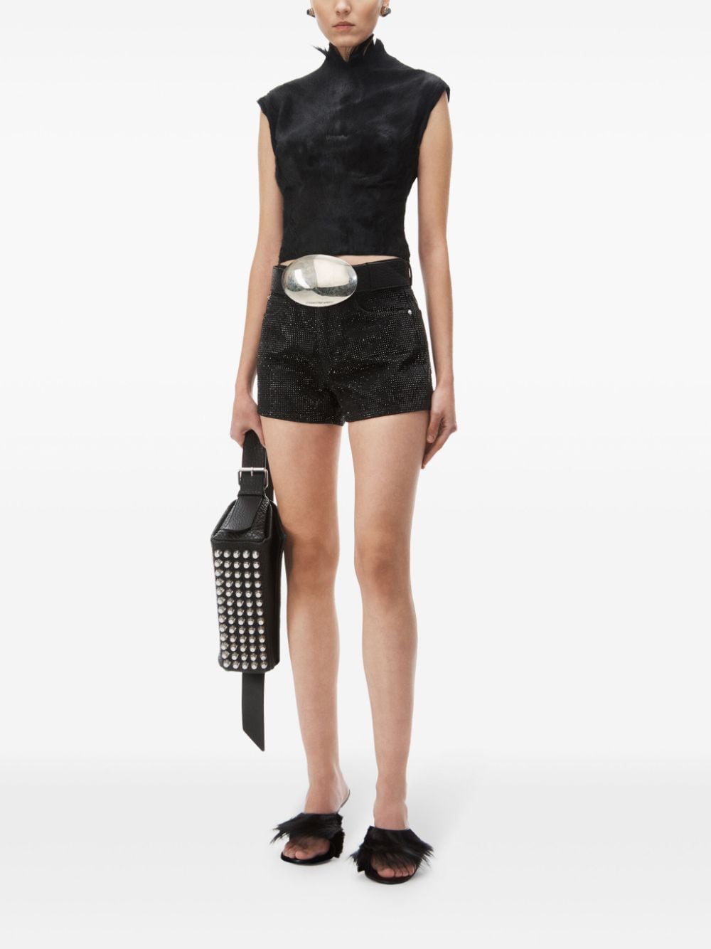 Shop Alexander Wang High-rise Denim Shorts In Schwarz