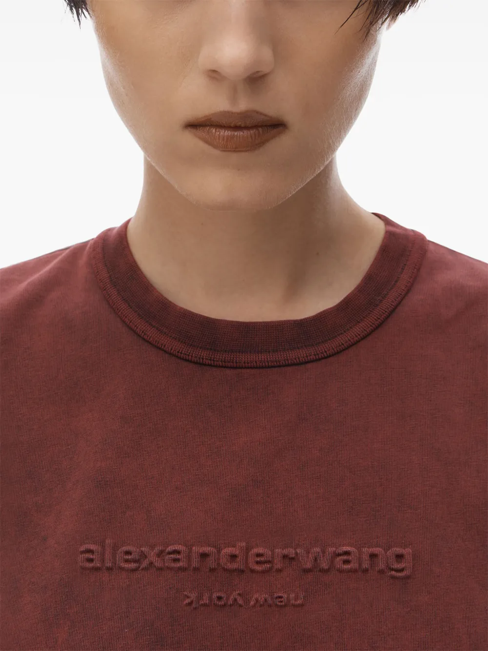 Affordable Alexander Wang logo-applique shrunken T-shirt Women