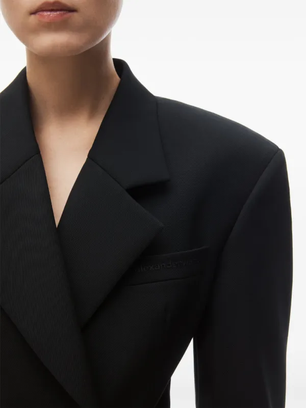 【ALEXANDER WANG】Asymmetric minidress blazer in wool Alexander Wang Asymmetric Wool Blazer Mini Dress Black
