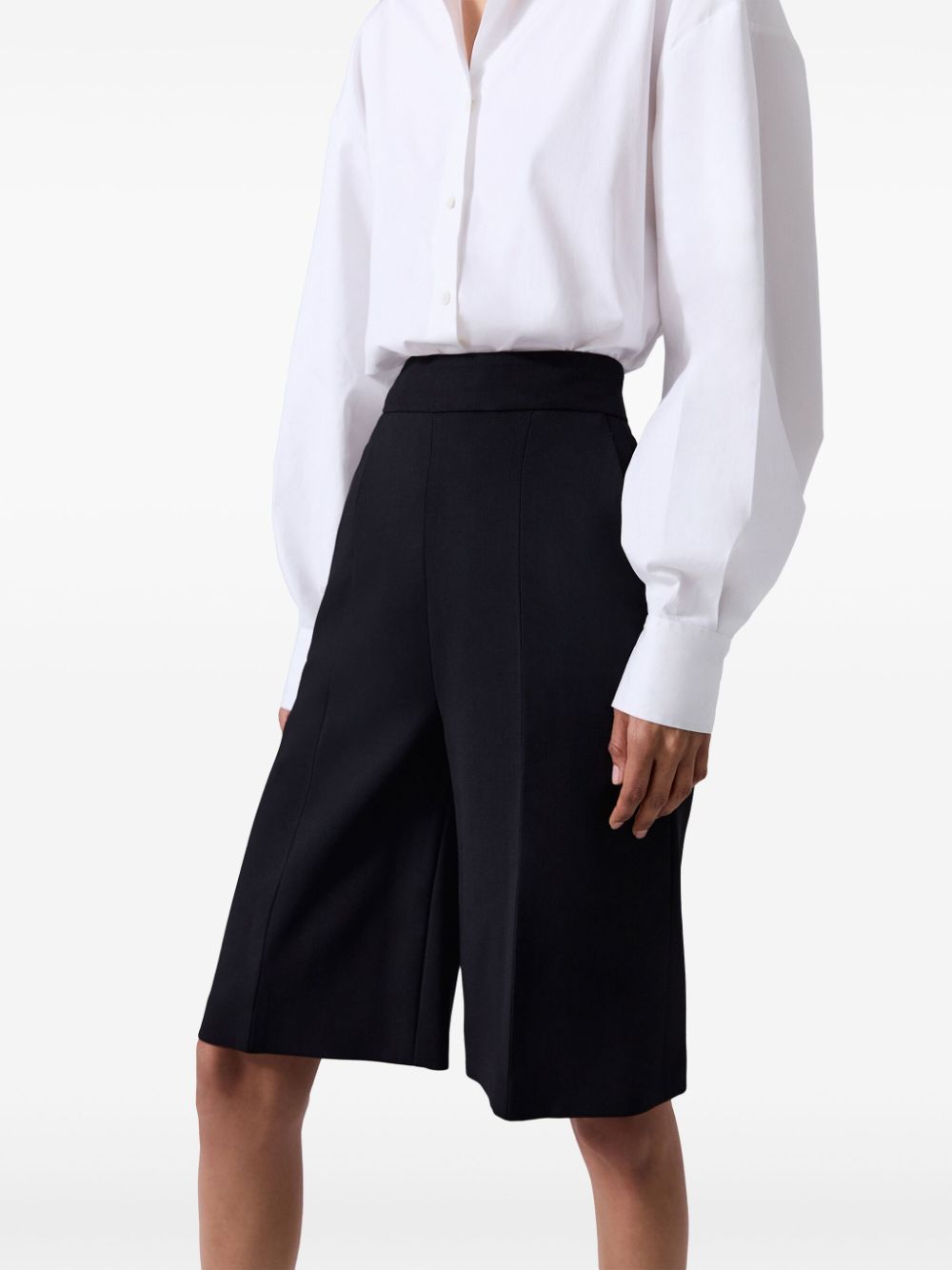 Shop Carolina Herrera Pleated Bermuda Shorts In Black