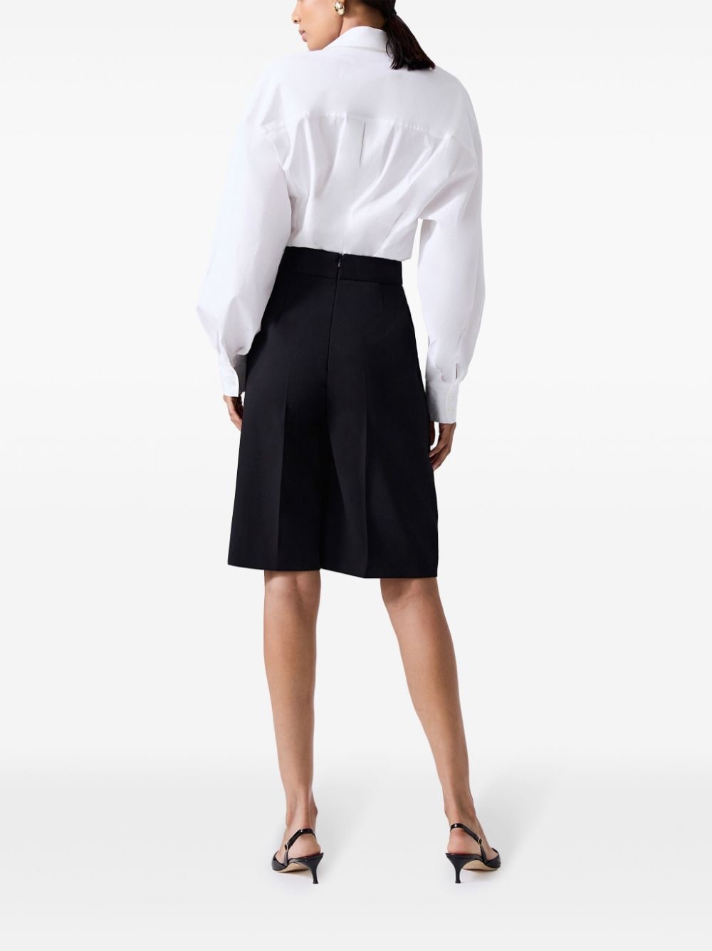 Shop Carolina Herrera Pleated Bermuda Shorts In Black