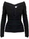 Carolina Herrera ruched U-neck top - Black