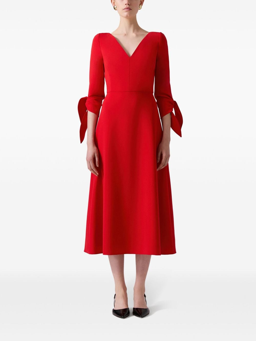 Carolina Herrera tie-sleeve midi dress - Rood