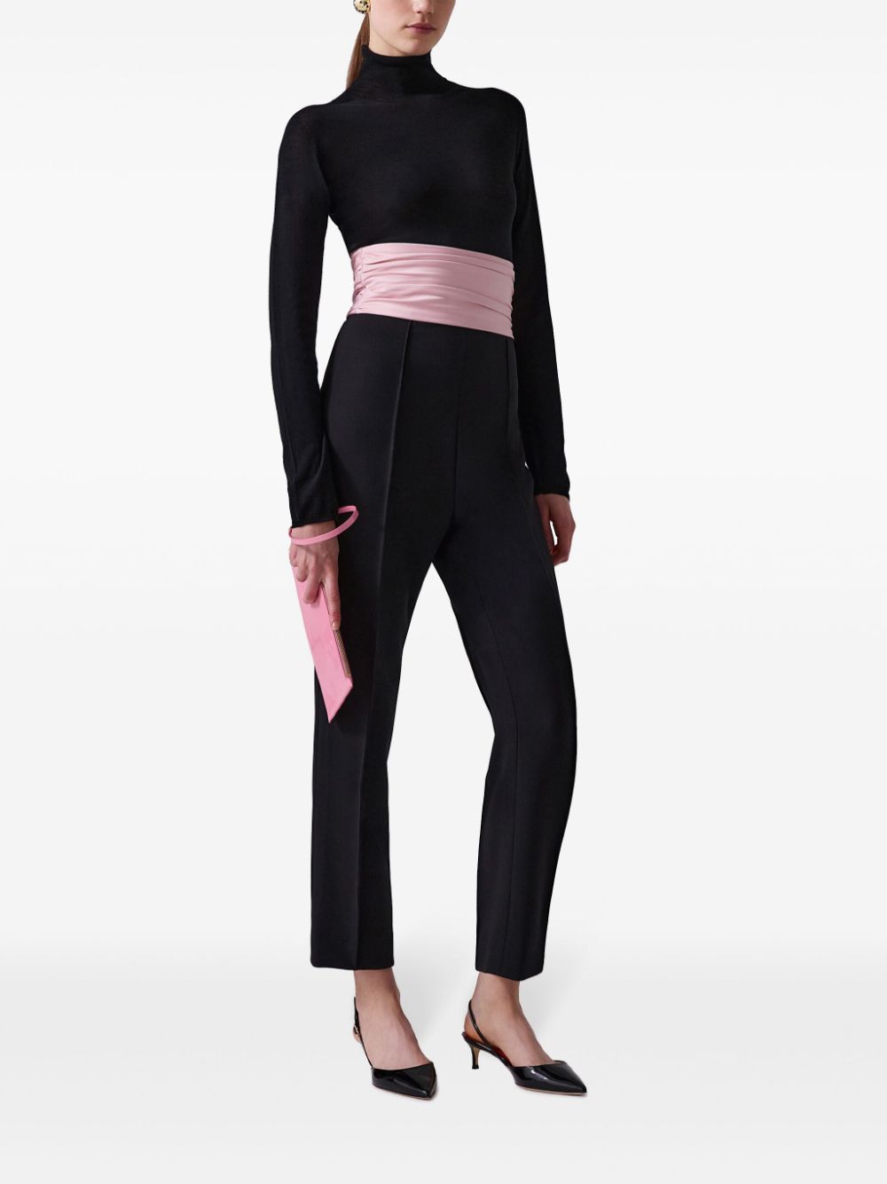 Carolina Herrera cummerbund-detailing trousers - Zwart