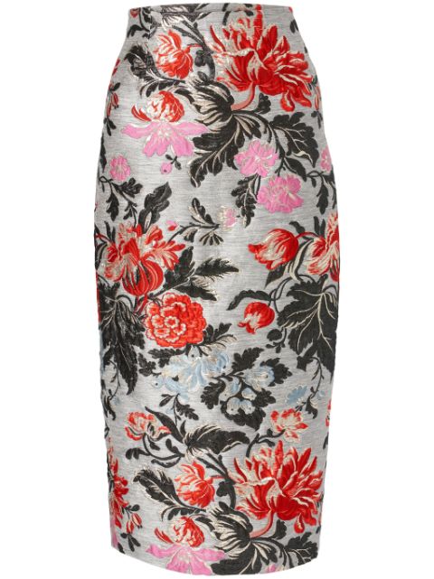 Carolina Herrera floral-jacquard midi skirt Women