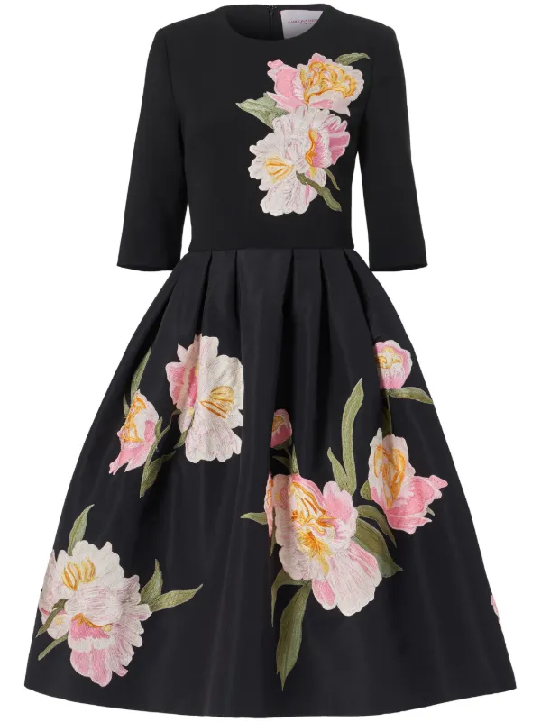 Carolina Herrera floral-embroidered Dress Black FARFETCH OM