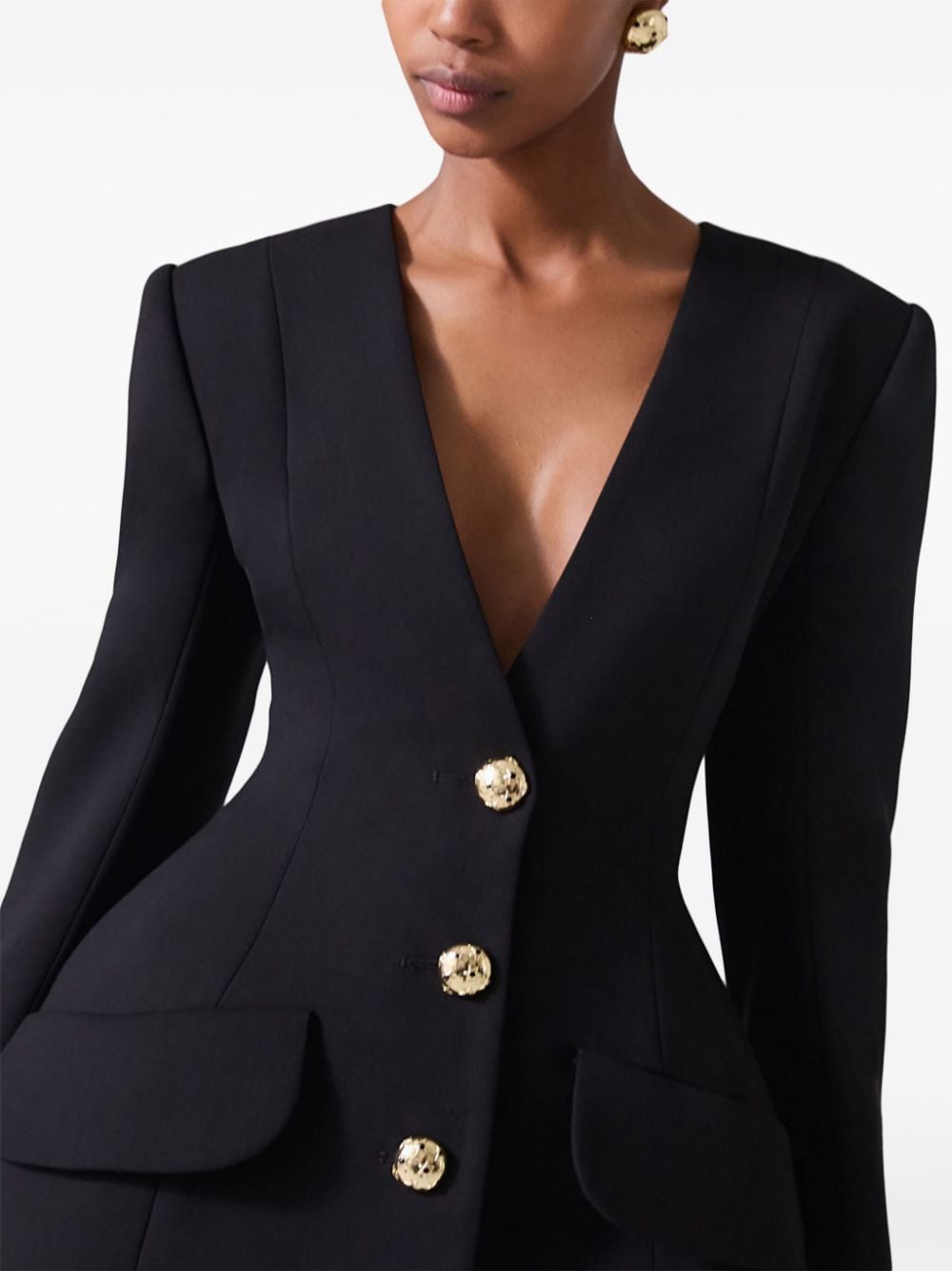 Shop Carolina Herrera Broad Shoulder Jacket In Black