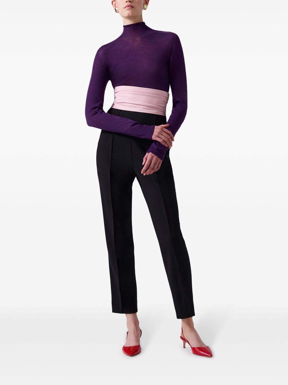 Carolina Herrera sheer high-neck jumper - Paars