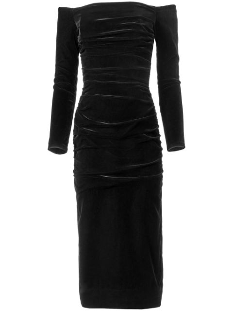 Carolina Herrera ruched velvet midi dress Women