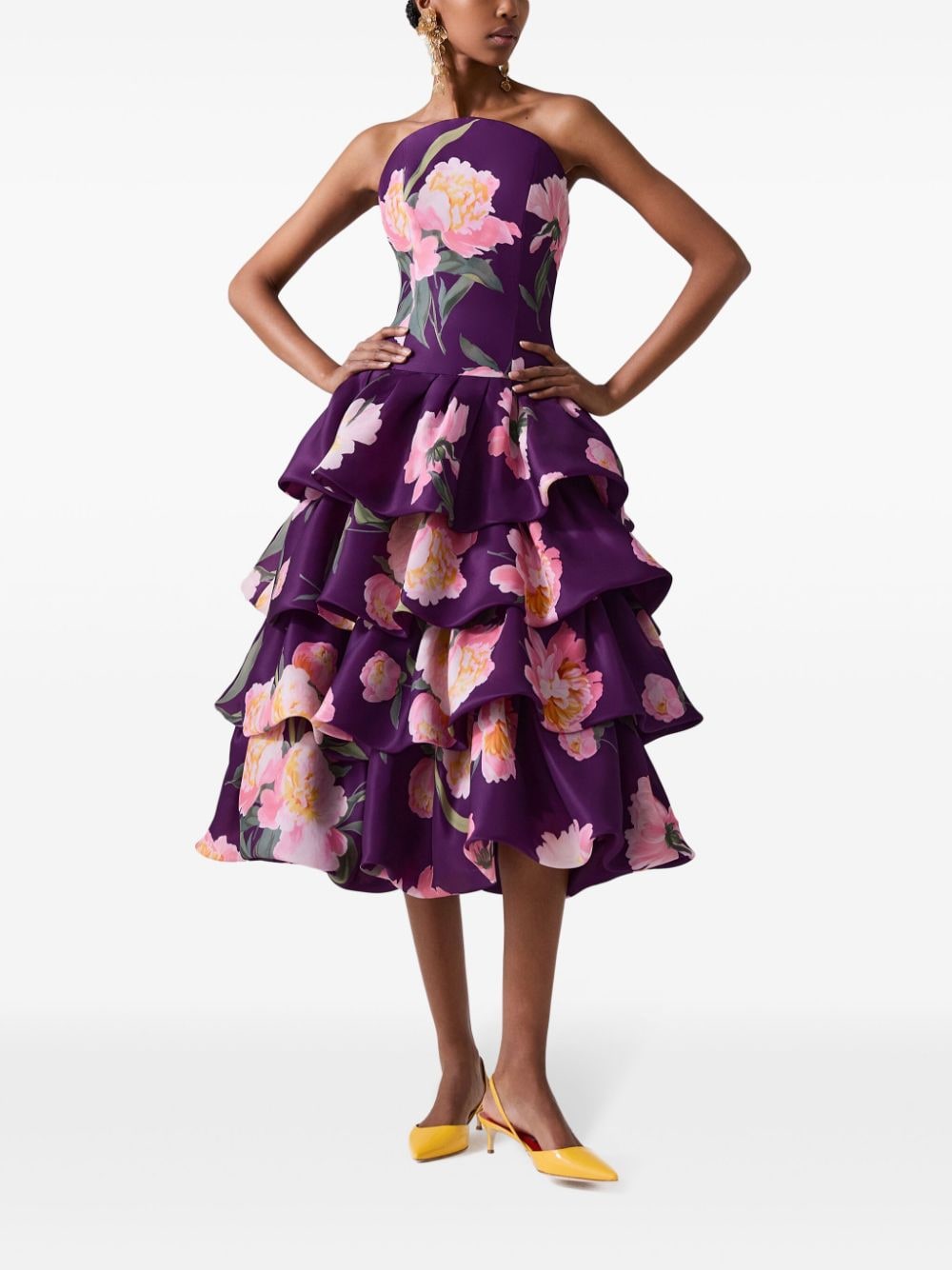 Carolina Herrera Midi-jurk met bloemenprint - Paars