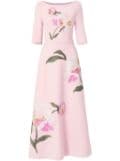 Carolina Herrera floral-embroidered boat-neck maxi dress - Pink