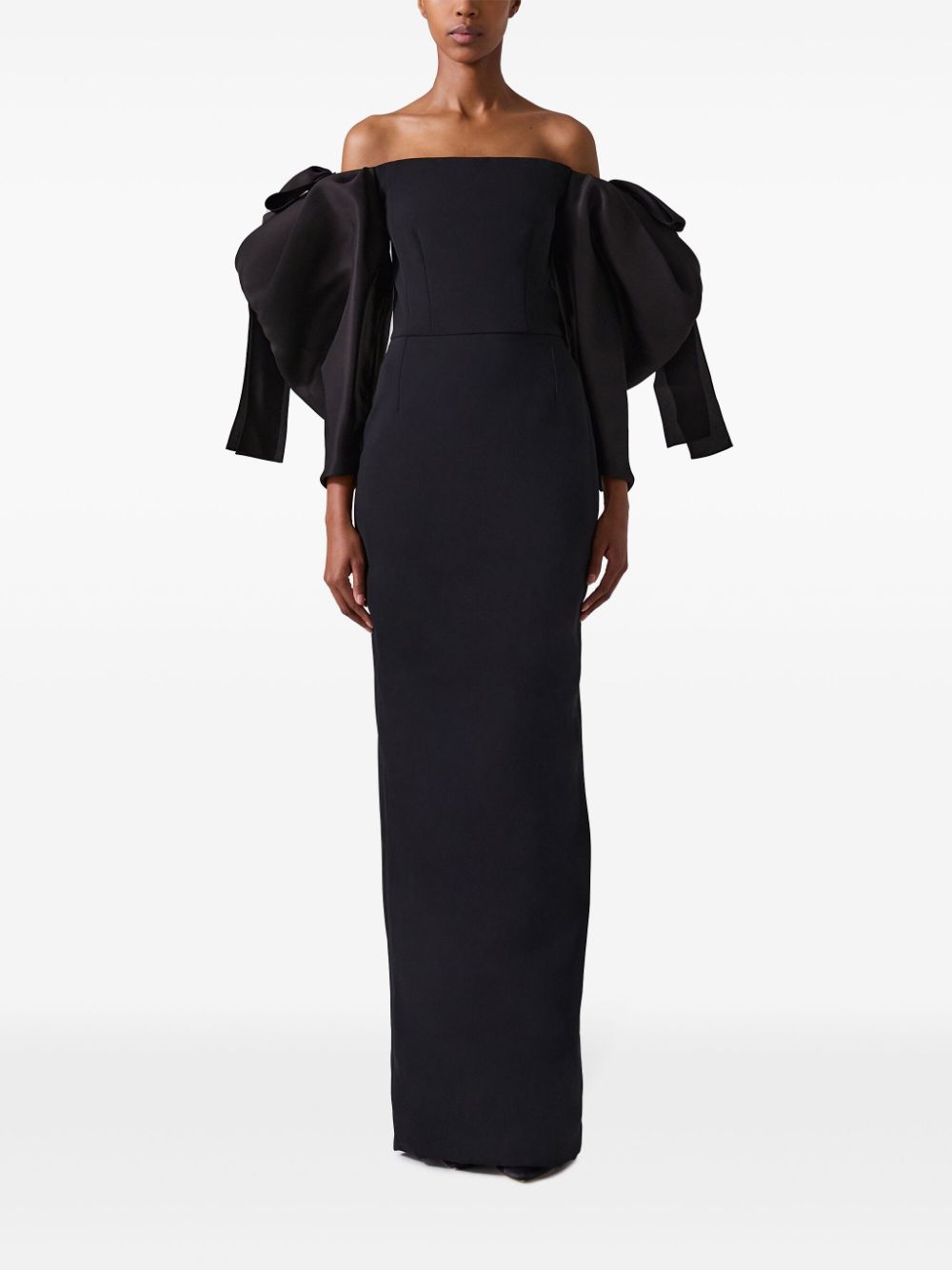 Carolina Herrera Off-shoulder jurk met strikmouwen - Zwart