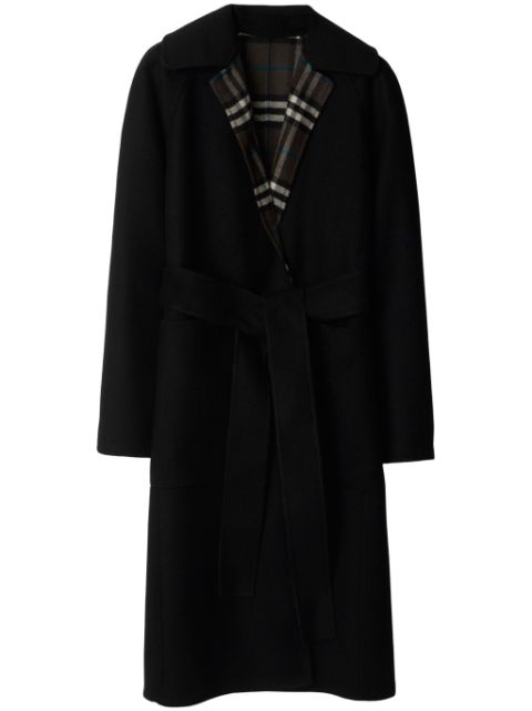 Cheap Burberry Reversible check wool wrap coat Women