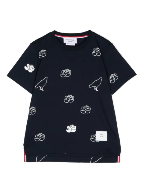 Thom Browne Kids floral-print cotton T-shirt