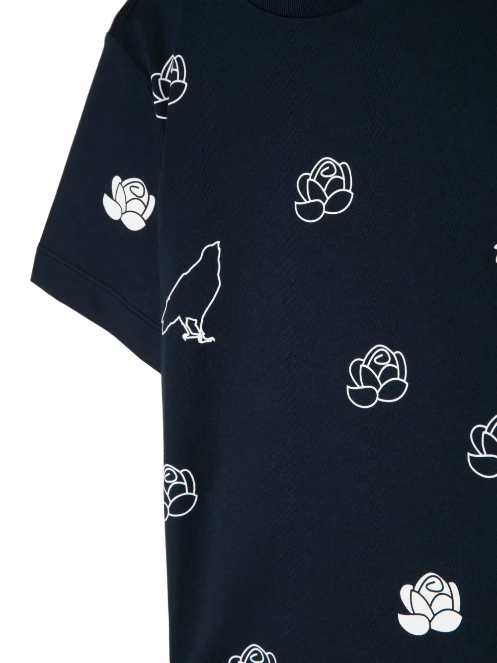 Thom Browne Floral-print Cotton T-shirt In Blue