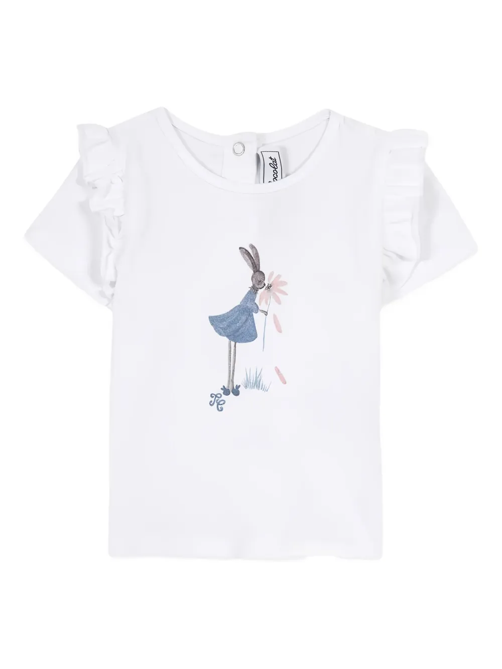 Tartine Et Chocolat Ruffled Rabbit-print T-shirt In White