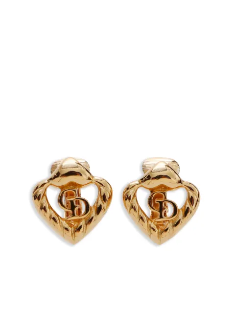 Christian Dior Pre-Owned logo heart earrings