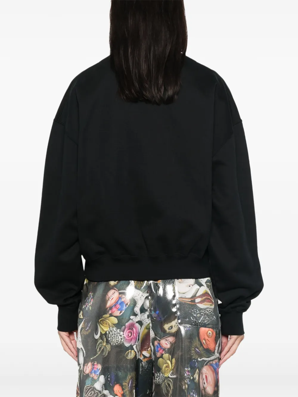 Y-3 Stretch Cotton Oversized Sweater With Crew Neck In Black