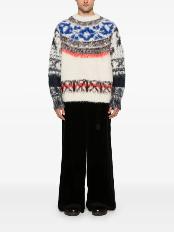 Sacai brushed-effect Sweater | Neutrals | FARFETCH AO
