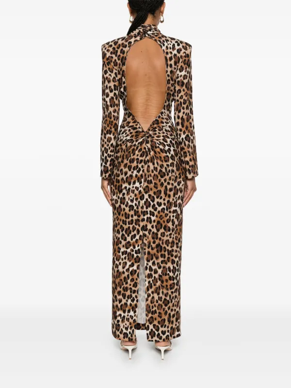 chinese dress ladies Leopard Print Mesh Cross Neck Maxi Dress – No Angel Clothing main image 0