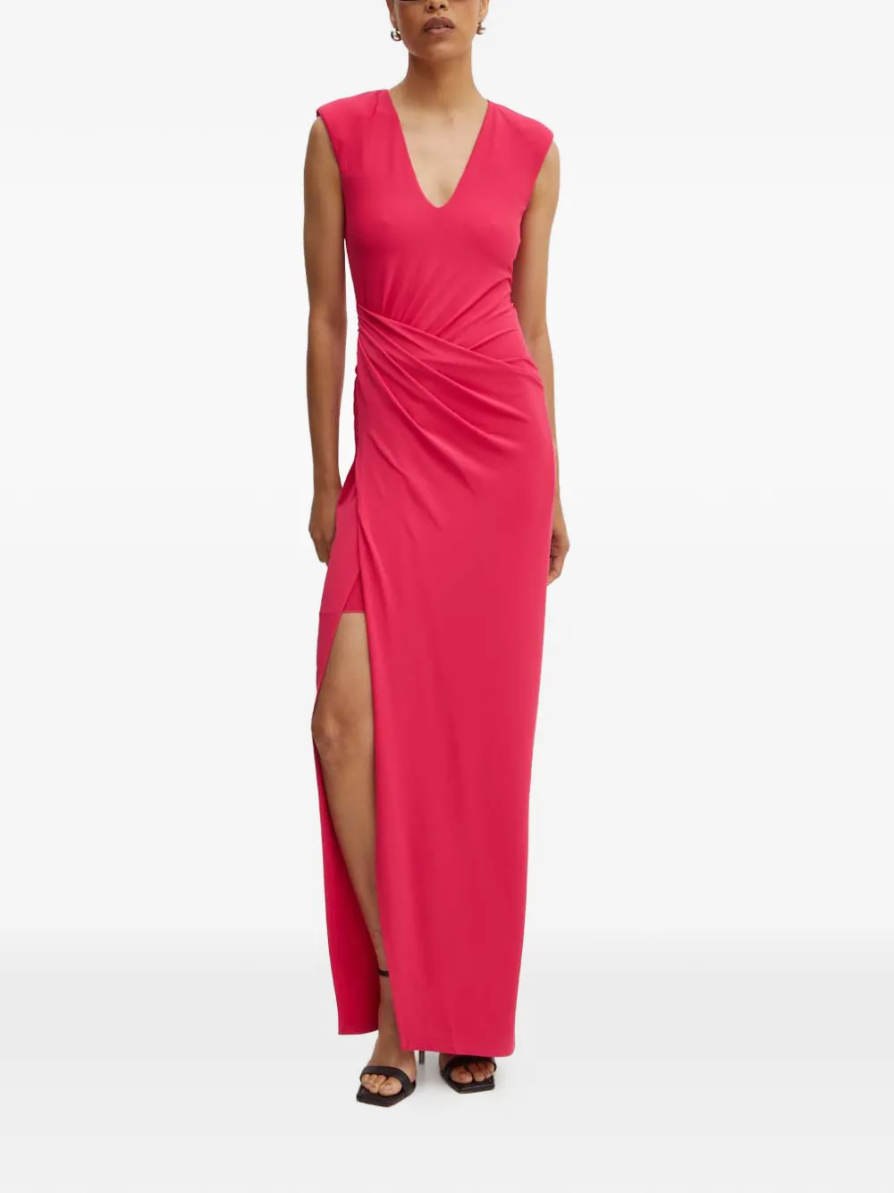 Patrizia Pepe V-neck Split Maxi Dress In Pink