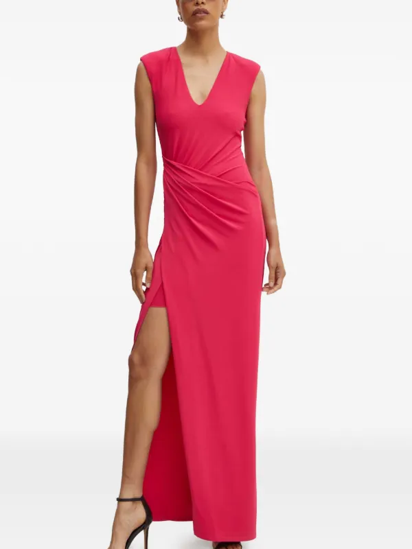 chinese dress ladies V-Neck Long Sleeve Split Maxi Dress XH1221
