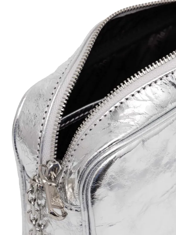 Silver metallic leather crossbody bag cheap