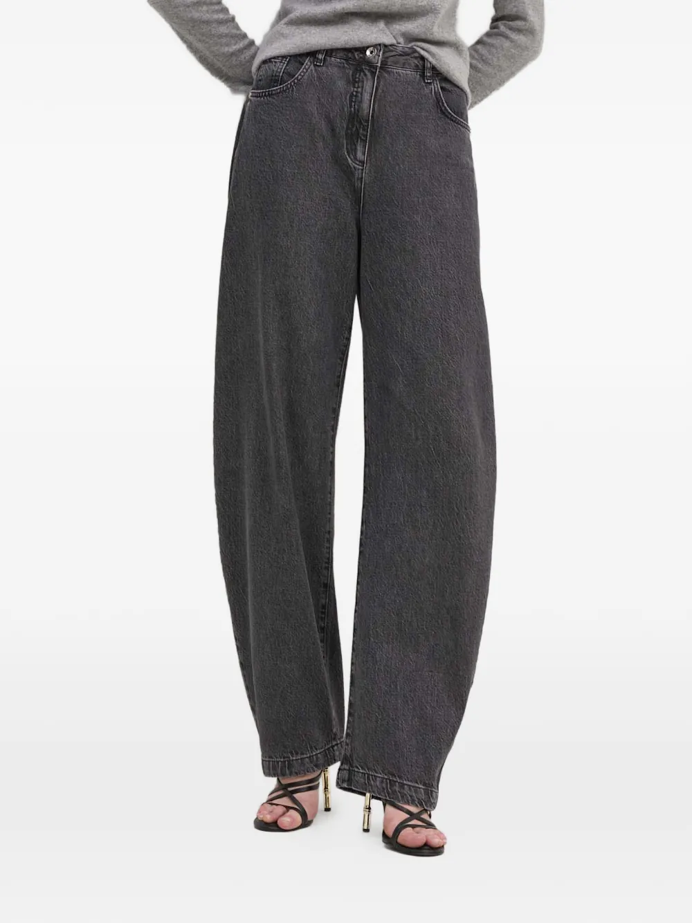 Patrizia Pepe button-fly wide-leg jeans - Grigio