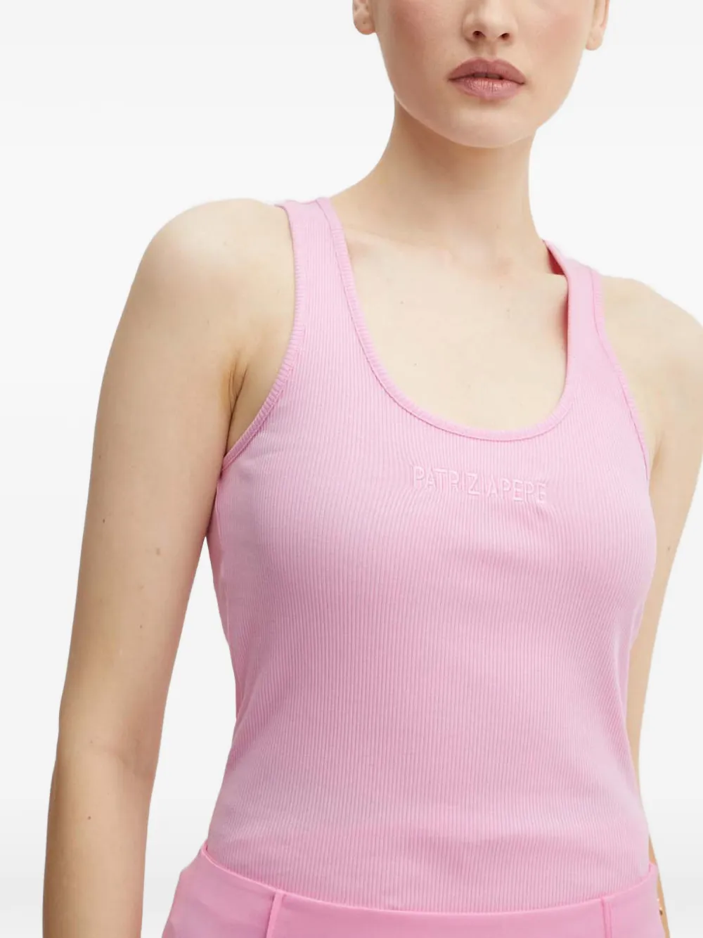 Patrizia Pepe Ribbed Tank Top In Pink