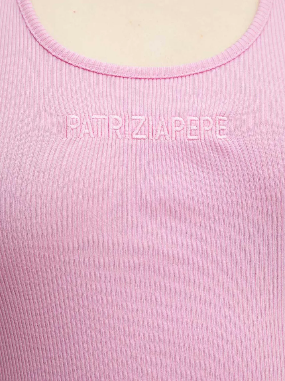Patrizia Pepe Ribbed Tank Top In Pink