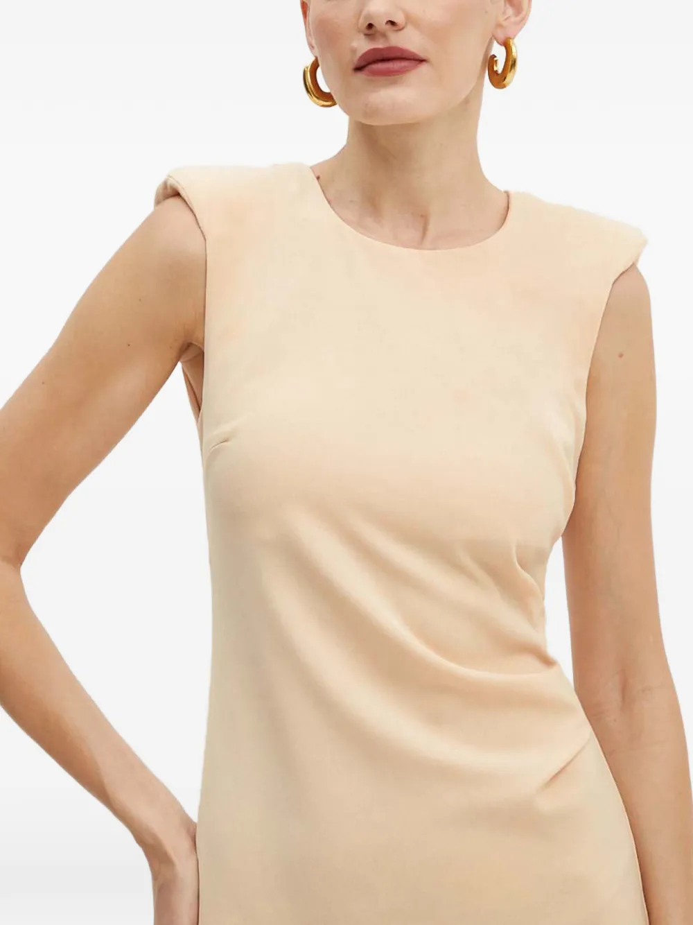Patrizia Pepe Gewatteerde mouwloze mini-jurk Beige