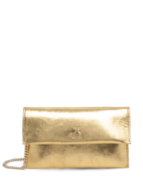 Patrizia Pepe Fly Metallic Clutch Bag Gold FARFETCH CA