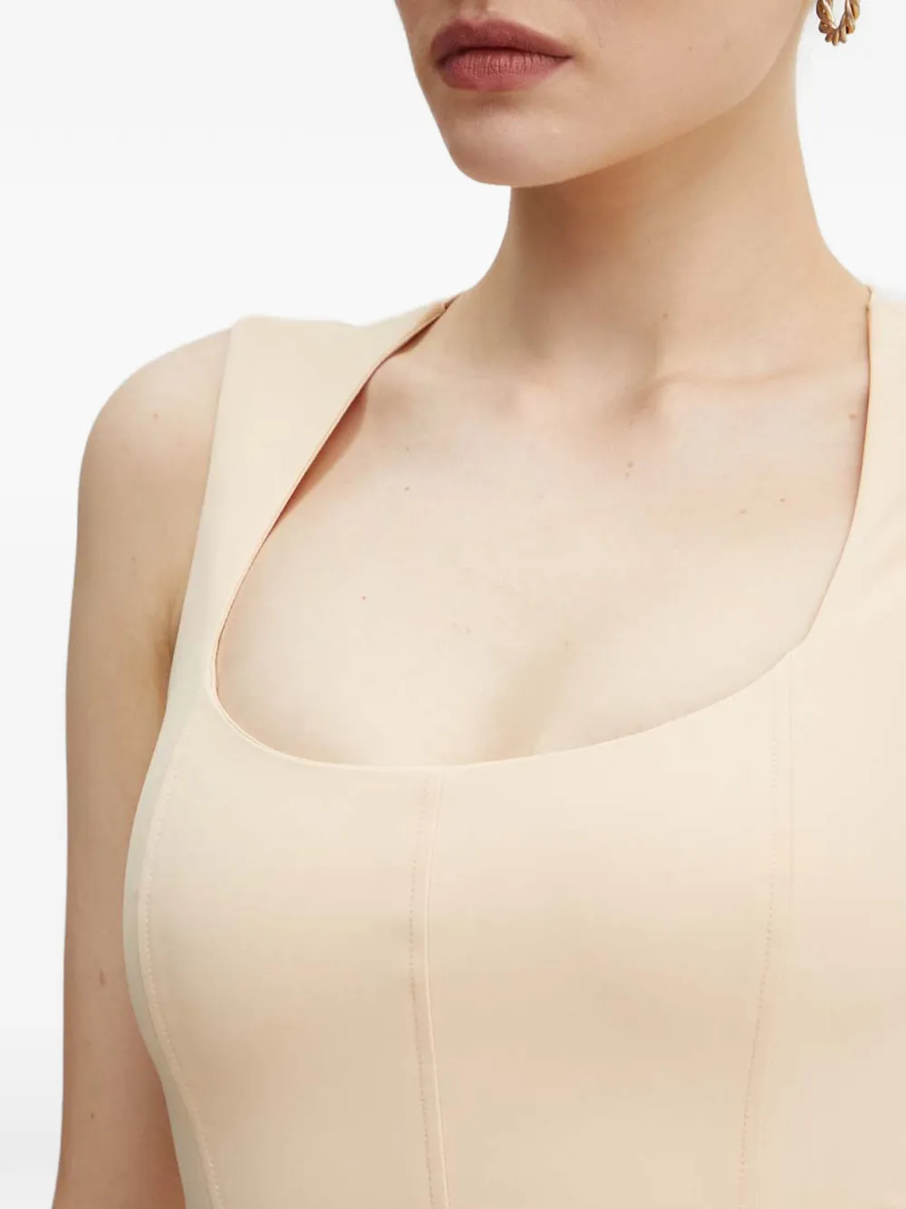 Patrizia Pepe Midi-jurk met vierkante hals Beige