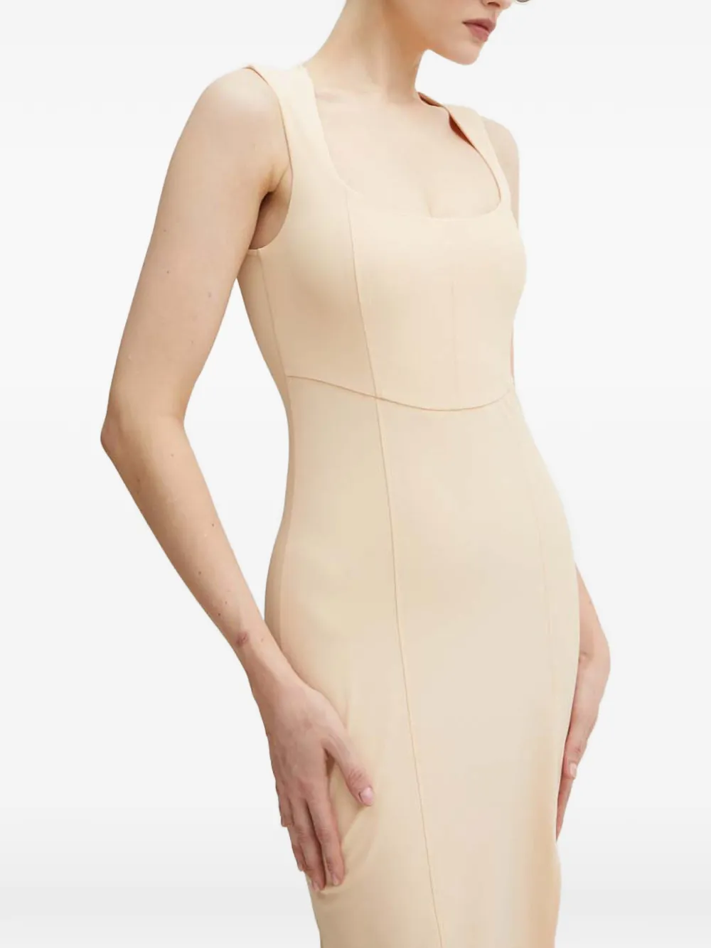 Patrizia Pepe Midi-jurk met vierkante hals Beige