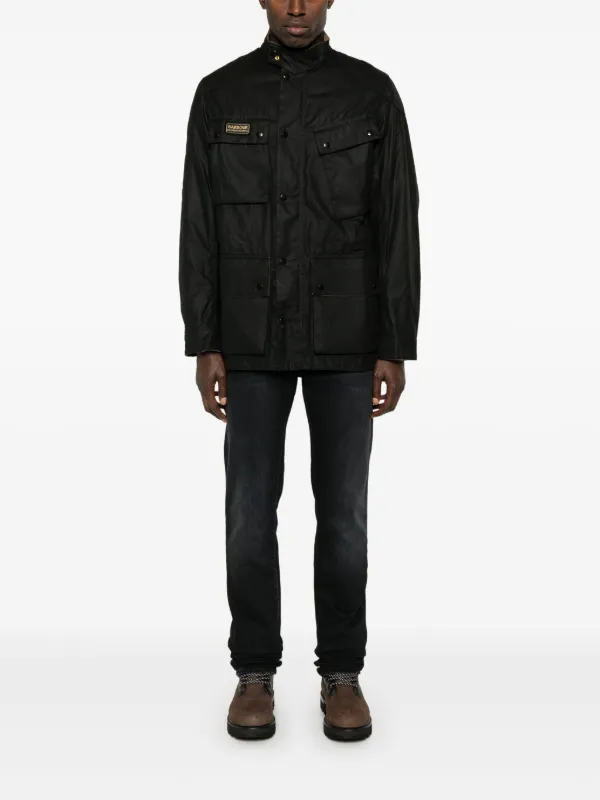 Barbour International ブラックジャケット Barbour International Winter Sprocket Leather Black Men's