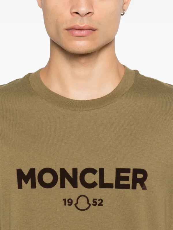 Moncler logo flocked T shirt men Cotton Cashmere L Green