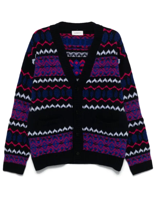 Laneus intarsia-knit Cardigan Blue FARFETCH TR