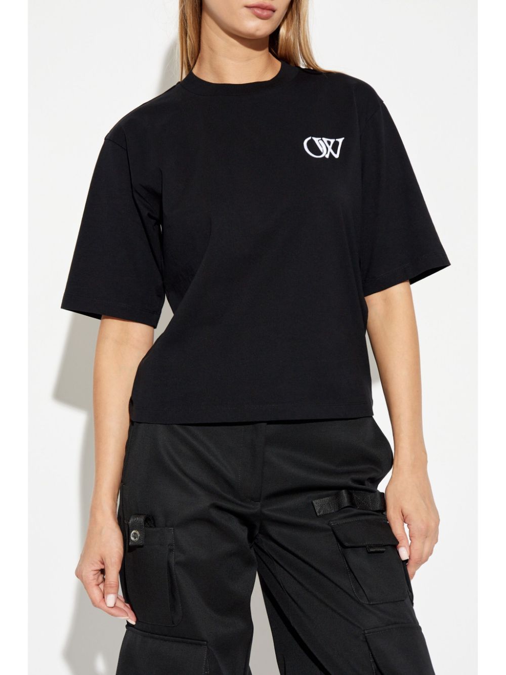 Off-White logo-embroidered cotton t-shirt Women