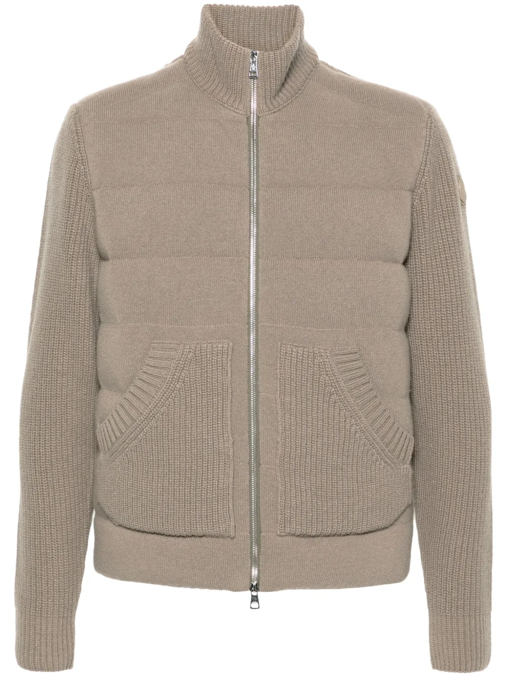 Moncler Jack met gebreide vlakken Bruin