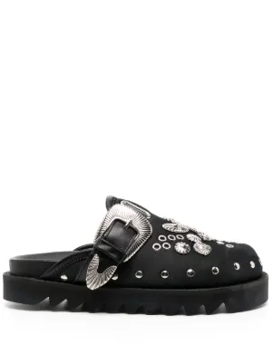 Toga Pulla eyelet-detailing Leather Mules | Brown | FARFETCH