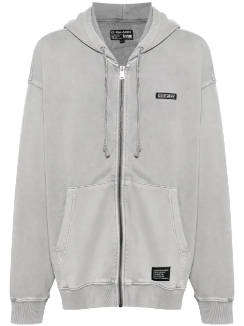 izzue logo-embroidered hooded jacket