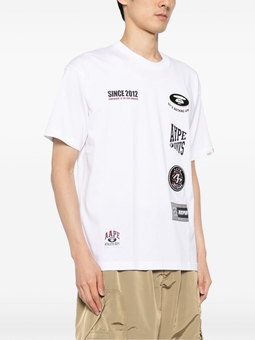 Shop Aape By A Bathing Ape Moonface Logo Universe T-shirt In White