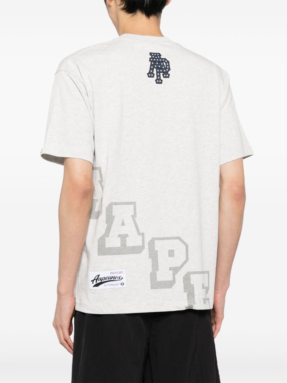 Shop Aape By A Bathing Ape Moonface Logo Printed Short Sleeve Tee In Grey